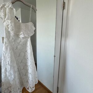 & other stories white bridal one shoulder floral cutout dress size US 4